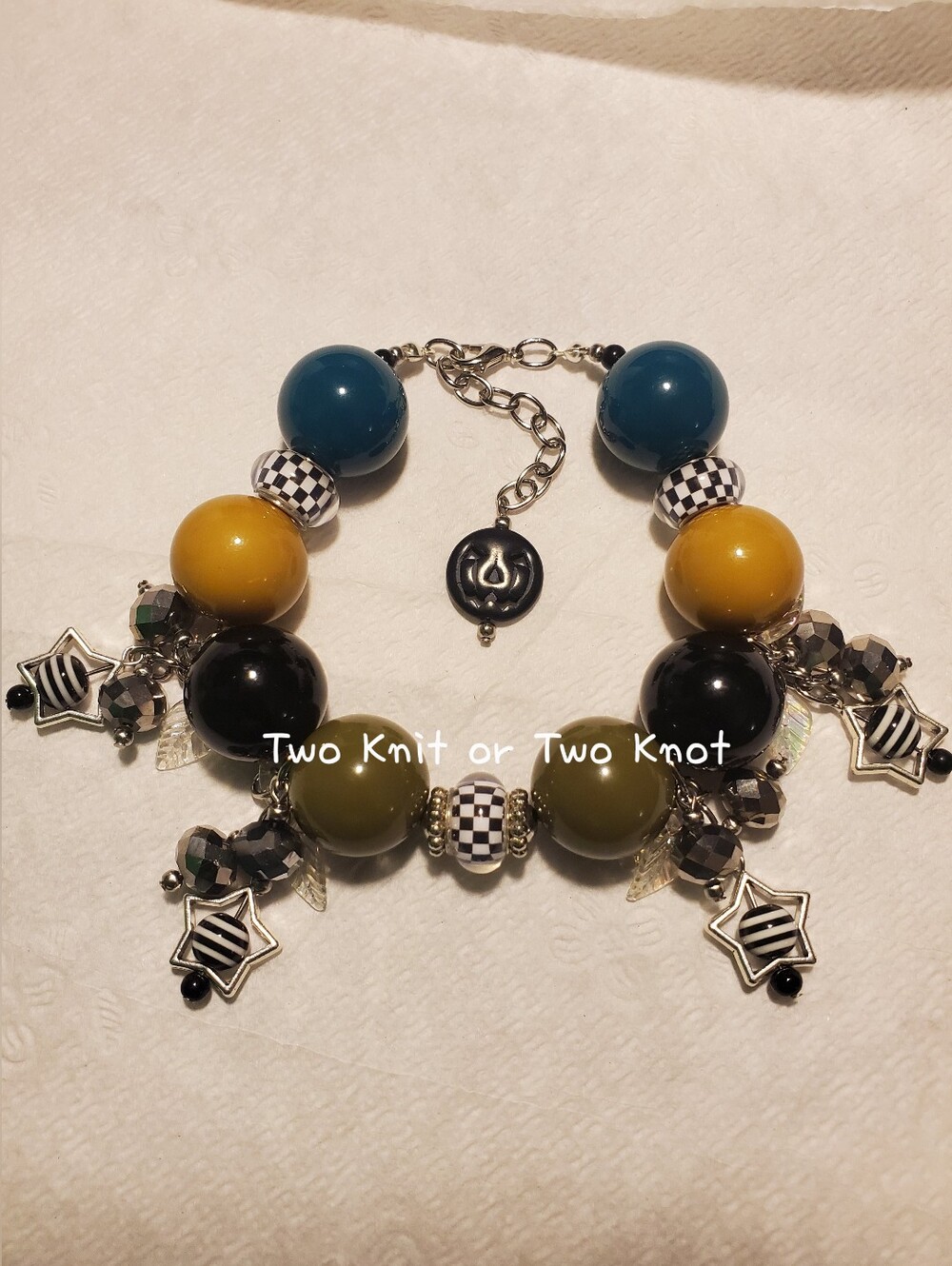 NWT 4-in-1 OOAK Retro Chunky Beaded Bracelet Anklet Pet Collar Bag Charm Y2K